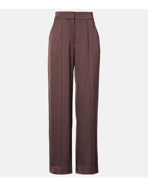 Jonathan Simkhai Brown Kyra High-Rise Satin Wide-Leg Pants