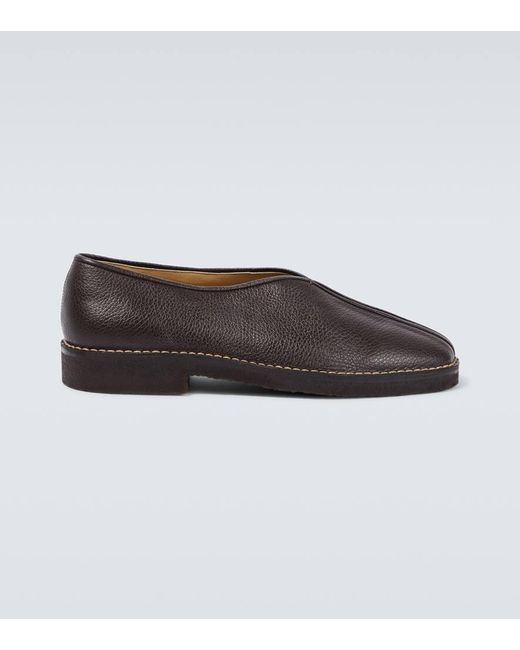 Lemaire Brown Piped Leather Slippers for men