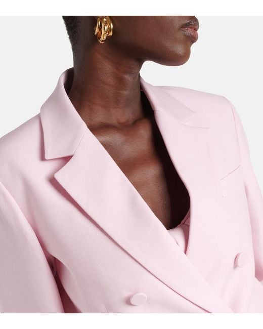 Valentino Pink Double-Breasted Wool And Silk Blazer