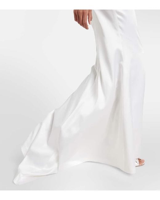 Alessandra Rich White Square-Neck Silk-Blend Gown