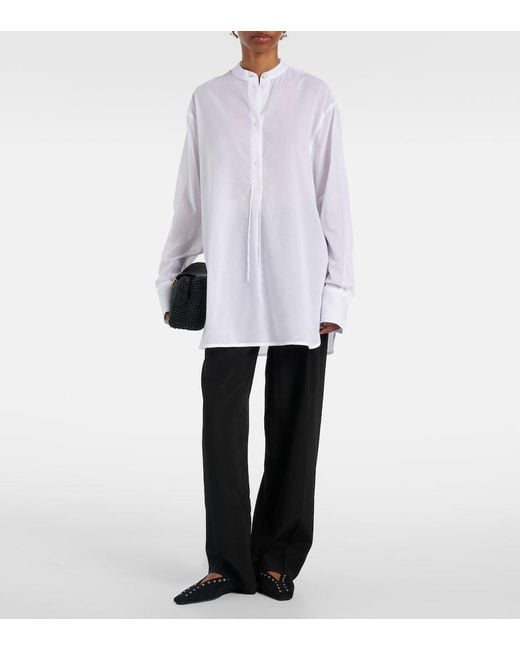 Totême White Oversized Cotton Voile Shirt