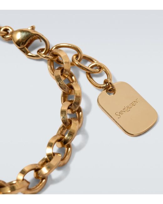 Saint Laurent Metallic Logo Chain Bracelet for men