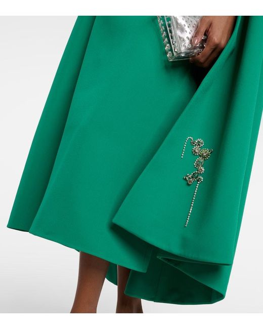 Safiyaa Green Rowan Manorel Embellished Caped Midi Dress