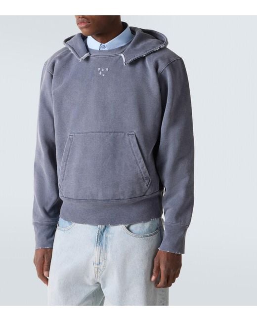 Our Legacy Blue Relic Distressed Cotton Jersey Hoodie for men