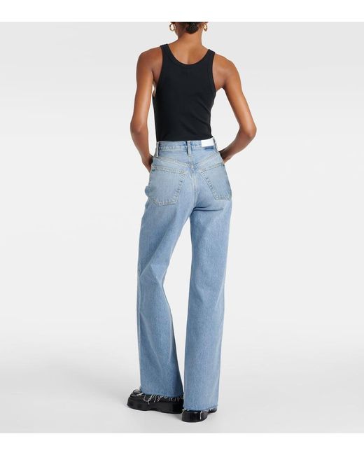 Jeans anchos de tiro alto Re/done de color Blue
