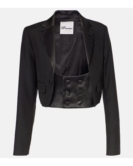 Noir Kei Ninomiya Black Cropped Wool, Mohair, And Silk Jacket