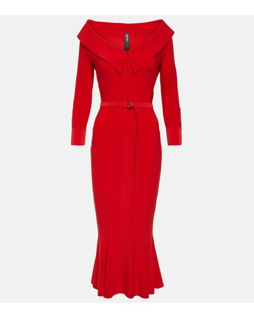 Norma Kamali Red Off-shoulder Midi Dress