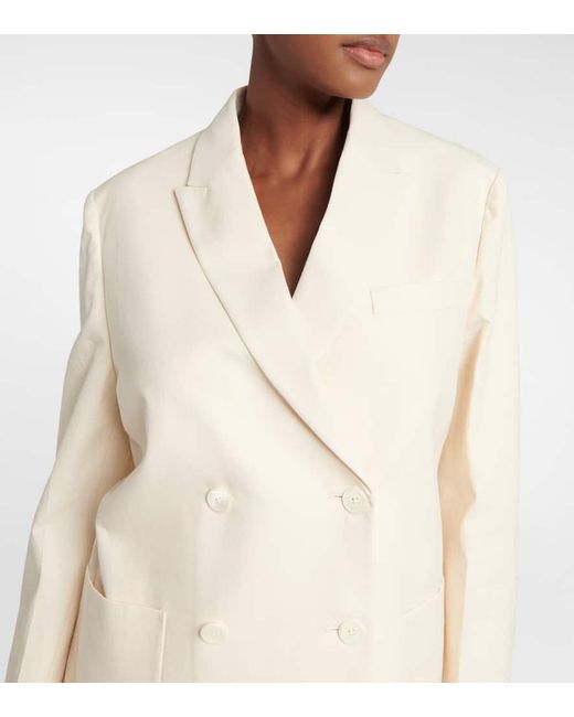 Prada Natural Double-Breasted Cotton Blazer
