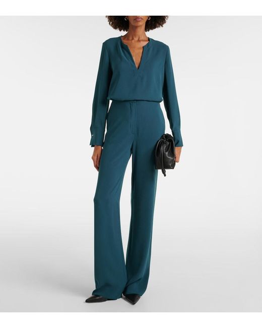 Max Mara Blue Medusa High-Rise Straight Pants