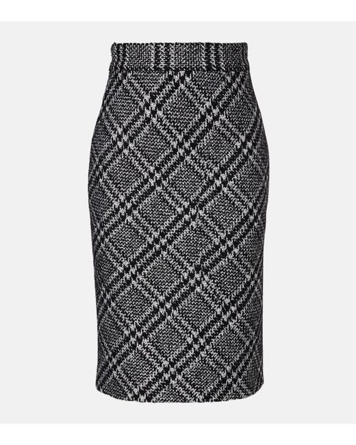 Dolce & Gabbana Gray Checked Wool-Blend Miniskirt