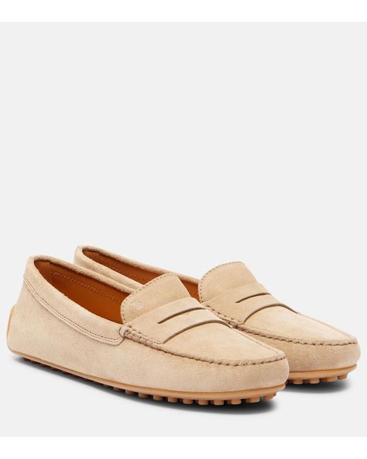 Tod's Natural Gommino Bubble Suede Driving Shoes