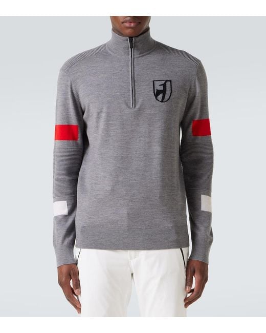 Toni Sailer Gray Hupert Wool Half-Zip Sweater for men