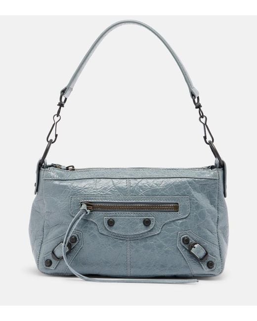 Balenciaga Blue Le City Moto Mini Leather Shoulder Bag