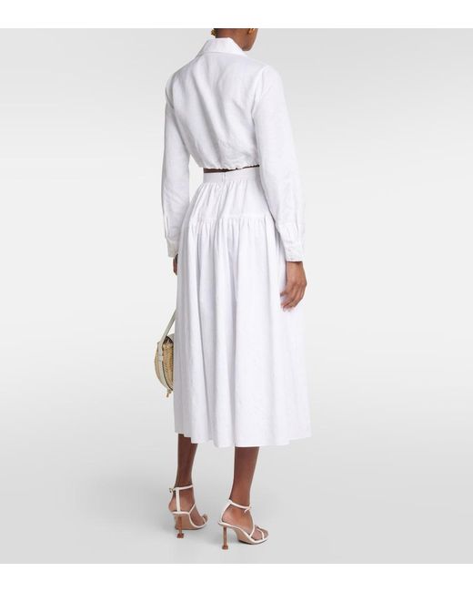 Adriana Degreas White Knot-Detail Linen Blend Crop Top