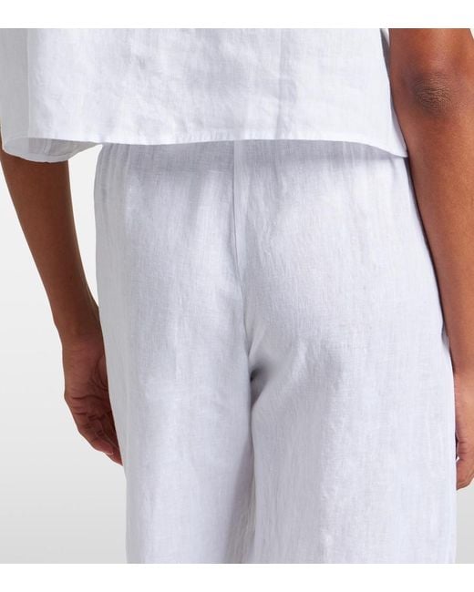 Velvet White Stephanie Linen Wide-Leg Pants