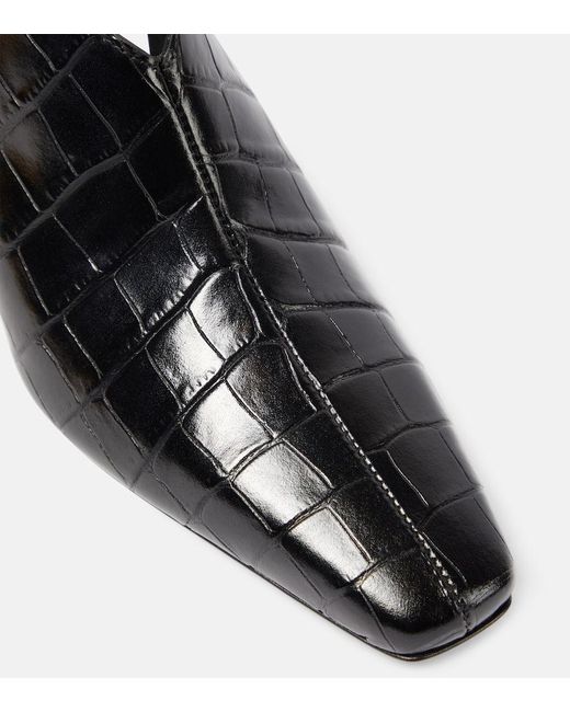 Totême  Black The Mid Heel Croco Leather Slingback Pumps