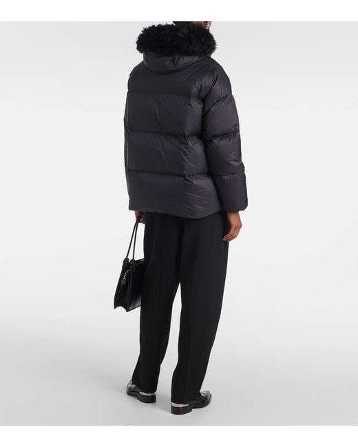 Yves Salomon Black Shearling-Trimmed Down Jacket
