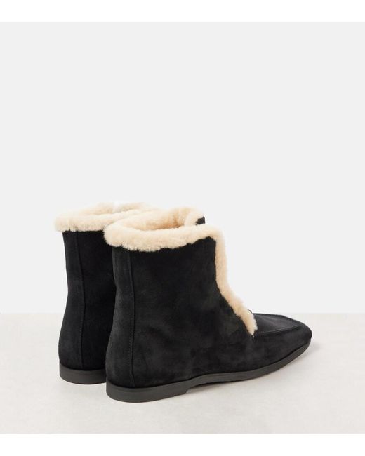 Totême Black Shearling-Lined Leather Ankle Boots