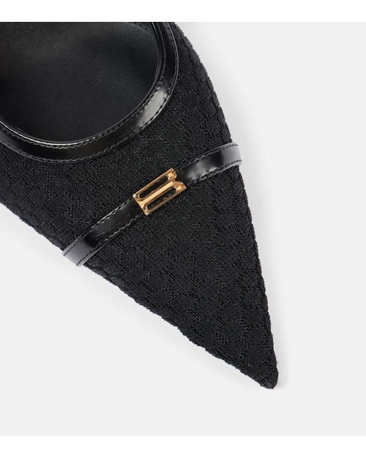 Victoria Beckham Black Leather-Trimmed Mesh Slingback Pumps