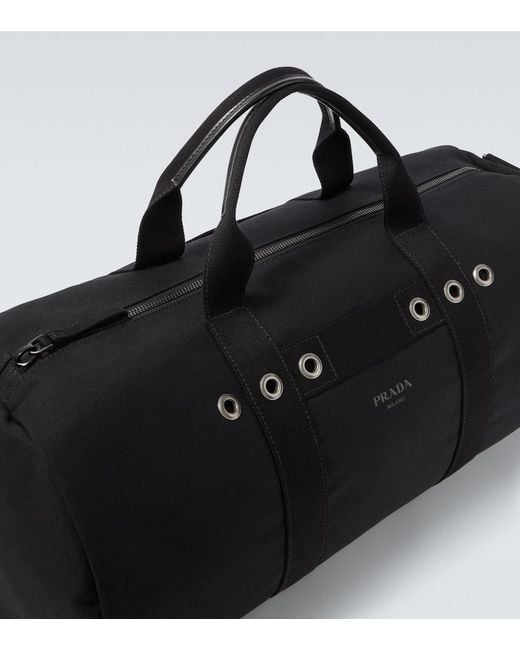 Prada Black Canvas Duffel Bag for men
