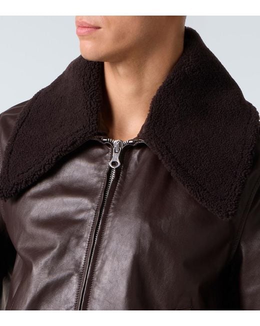 Our Legacy Black Pharos Leather Bomber Jacket for men
