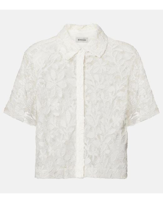 Jonathan Simkhai White Cotton Lace Shirt