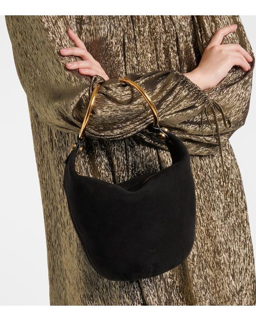 Chloé Black Bracelet Medium Suede Shoulder Bag