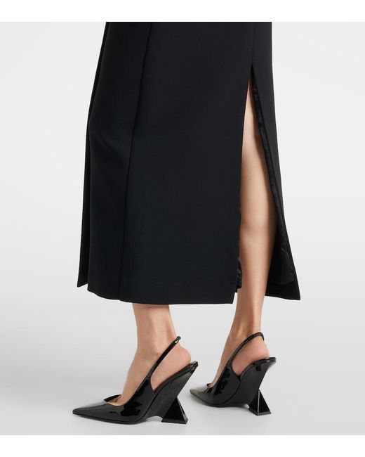 Maticevski Black Barrier Off-Shoulder Satin Midi Dress
