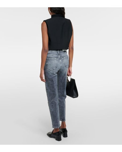 Re/done Gray 70s Stove Pipe High-rise Cropped Jeans