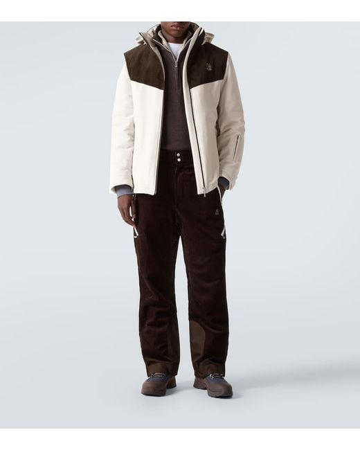 Brunello Cucinelli White Corduroy-Paneled Ski Jacket for men