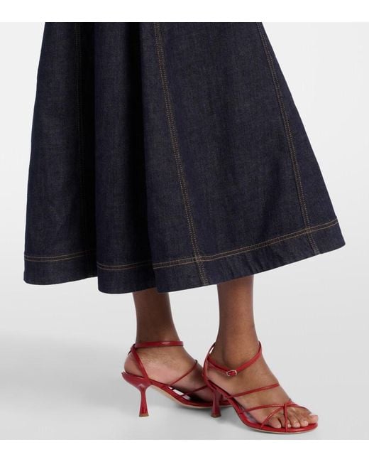 Self-Portrait Blue Halterneck Denim Midi Dress