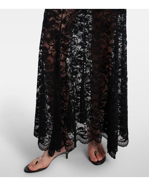 Rabanne Black Floral Lace Maxi Skirt