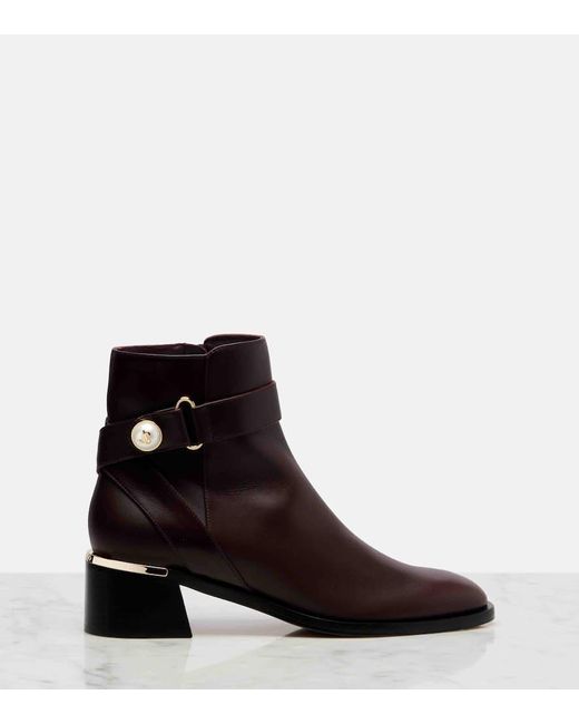 Jimmy Choo Brown Noor 45 Embellished Leather Ankle Boots