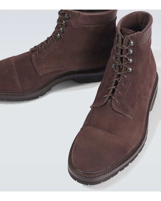 George Cleverley Brown Taron Ii Suede Lace-Up Boots for men