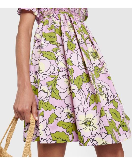 Tory Burch Multicolor Floral Smocked Cotton Minidress