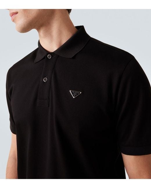 トップス prada black triangle logo polo shirt Prada Triangle-Logo Cotton-Piqué Polo Shirt Xxl in Black for Men