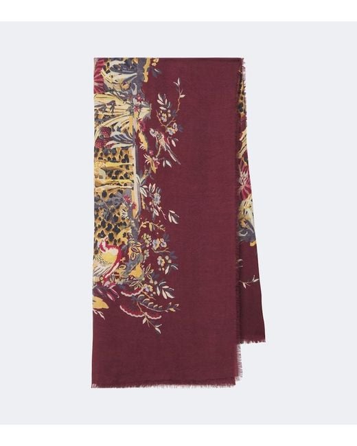 Etro Purple Printed Modal And Cashmere Scarf