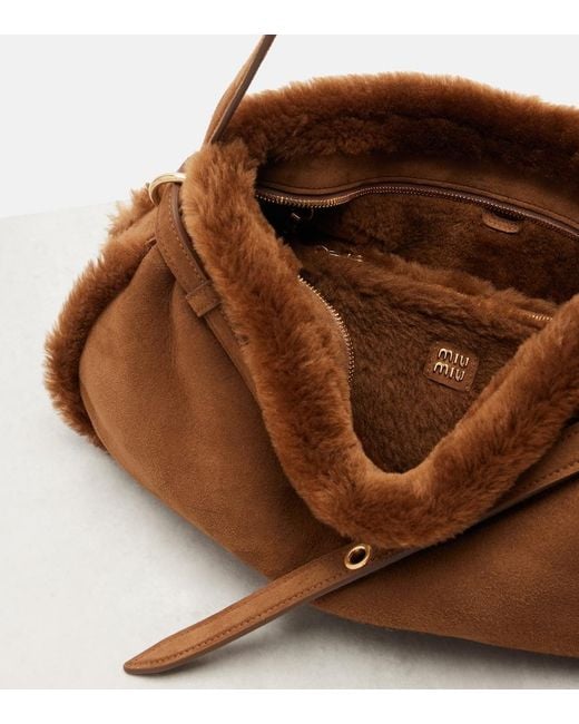 Miu Miu Brown Aventure Suede Shoulder Bag
