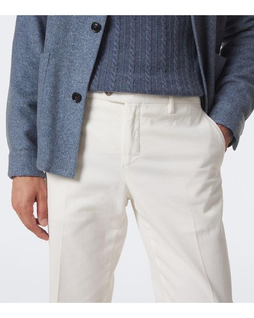 Fedeli White Cotton-Blend Chinos for men