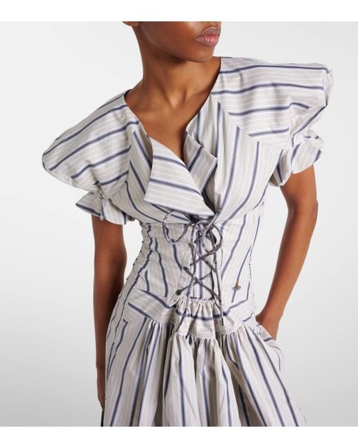 Vivienne Westwood Natural Kate Striped Cotton Midi Dress