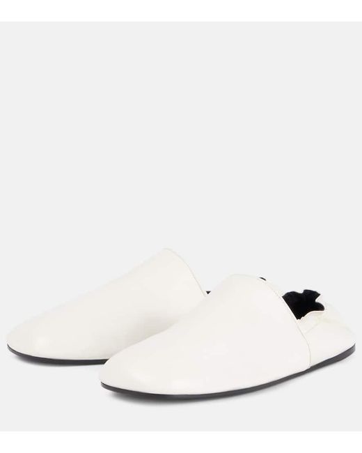 Khaite White Banks Leather Slip-On Shoes