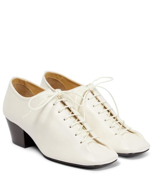 Lemaire Leather Derby Shoes in White | Lyst
