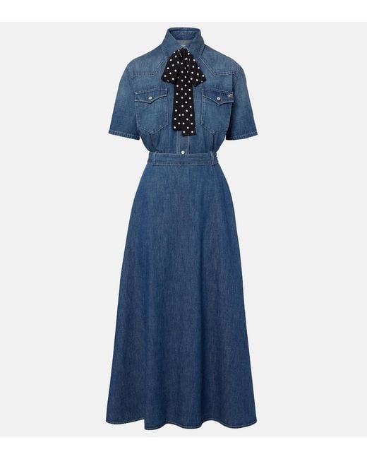 Valentino Blue Belted Denim Polo Dress