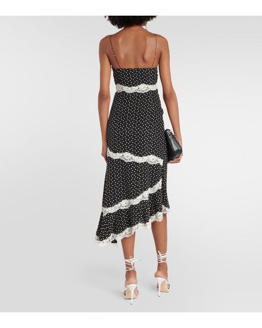 Alessandra Rich Black Heart-print Silk Midi Dress