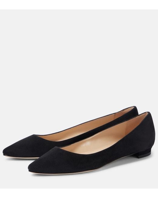 Manolo Blahnik Black Bb Suede Ballet Flats