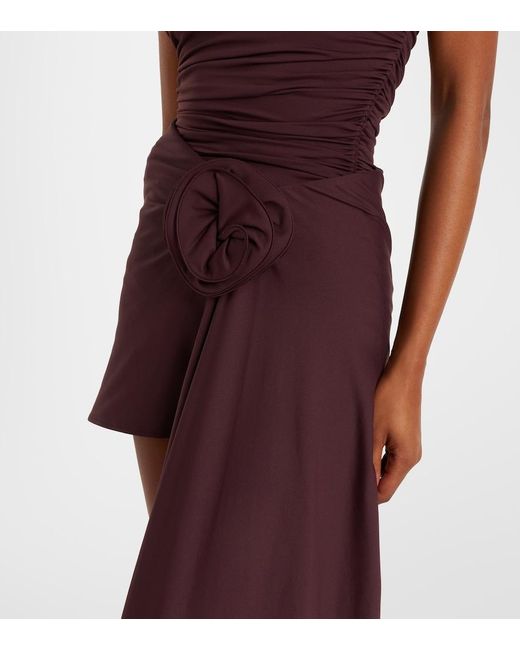 Magda Butrym Purple Floral-Applique Draped Miniskirt