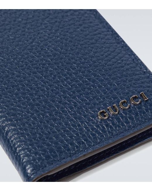 Gucci Blue Logo Leather Card Case for men