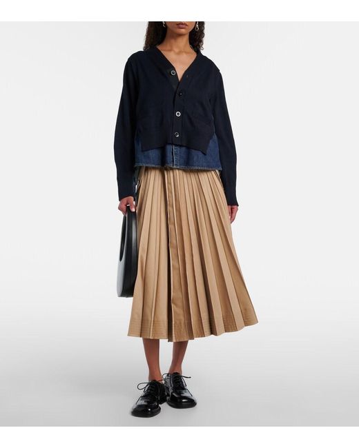 Sacai Blue Cotton-Blend Cardigan