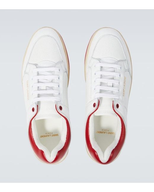 Saint Laurent Sl61 Sneakers Aus Leder Mit Perforationen Und Logo-prints in White für Herren