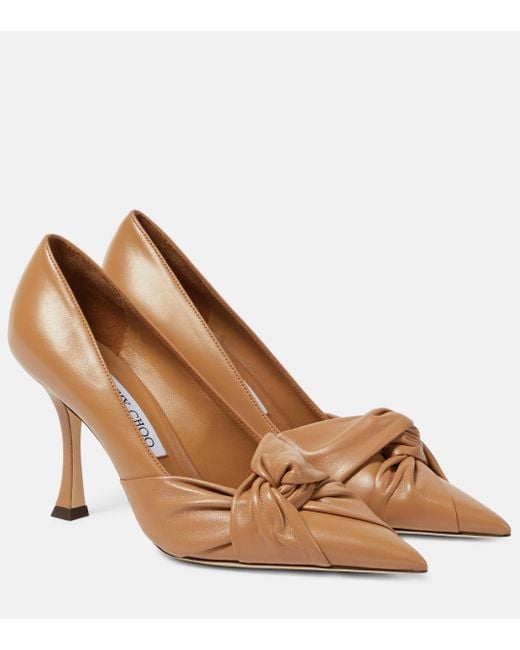Jimmy Choo Brown Hedera 90 Leather Pumps
